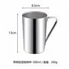 Taza de café de acero inoxidable 304 de doble capa con asa, taza aislada con asa plegable, adecuada para el hogar, restaurante, hotel, venta al por mayor y pedidos personalizados
