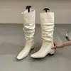 Botas de plataforma de ante con punta cuadrada estilo coreano para mujer, nueva colección otoño/invierno 2026, botines, botas altas, efecto adelgazante, botas de montar para mujer