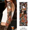 Adesivos de Tatuagem Coloridos Estilo Tradicional à Prova d'Água de Longa Duração para Braço Inteiro para Homens e Mulheres com Designs Como Dragão, Hannya, Koi, Flores e Gueixa