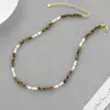 Colección de Otoño Collar de Perlas Piedra Ojo de Tigre Nuevo Estilo Chino Elegante y Versátil Cadena para Clavícula de Perlas de Agua Dulce en Capas