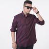 Camisa de Manga Larga para Hombre de Otoño de Marca de Moda Talla Grande Camisa Casual Holgada para Hombre Gordo Color a Juego Teñida en Hilo Talla Extra Grande