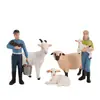 Conjunto de 3 Peças de Miniaturas de Animais de Fazenda Plástico PVC Modelos de Cabra Ovelha Cordeiro e Fazendeiro Miniaturas Realistas de Animais de Fazenda para Crianças Brinquedo Educativo