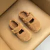 Zapatillas de Casa Peludas Estilo Coreano Mary Jane con Plataforma de Suela Gruesa para Mujer, para Usar en Exteriores, Otoño/Invierno, Calientes con Pelusa Adicional