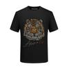 Camiseta Cabeça de Tigre Masculina Manga Curta 2026 Novo Estilo Roupas Masculinas Verão Seda de Gelo Top com Strass Camiseta Fina de Meia Manga