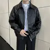 Chaqueta de cuero PU con cremallera de alta calidad para hombre, nuevo estilo otoño e invierno, chaqueta holgada retro estilo aviador biker con cuello de solapa