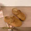 Mules retro de color marrón con suela gruesa estilo Birkenstock para mujer, nuevas sandalias de verano 2026 para exteriores con puntera cerrada que aumentan la altura
