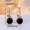Pendientes Redondos Negros de Circonita Románticos Transfronterizos Europeos y Americanos para Mujer, Tendencia, Moda y Pendientes de Lujo Ligero Fabricante Mayorista