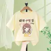 Pulôver Infantil de Gola Redonda Camiseta Confortável e Respirável para Meninas Tops Camiseta de Manga Curta Verão Novo Estilo para Crianças Médias e Grandes