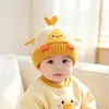 Gorro de Bebé Otoño e Invierno Gorro de Lana Tejido Bebé Dibujos Animados Pingüino Gorro de Punto Unisex Cálido Engrosado Gorro de Punto