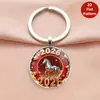Chaveiro Pingente Redondo de Vidro Padrão Série Cavalo 2026 Venda Quente Transfronteiriça Decoração de Carro Ornamento Pendurado