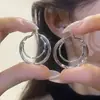 Brincos Redondos Prateados de Camada Dupla Estilo Francês para Mulheres Simples Versáteis Toque de Luxo Ear Cuffs Moda Nicho Design Joia de Orelha