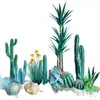 Ornamentos de Cacto Artificial e Cacto Colunar, Combinação de Paisagismo com Plantas Falsas para Decoração de Vitrine de Shopping e Arranjo de Cena, Plantas Verdes Realistas de Alta Qualidade