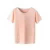 Ropa para Niños Clase A Chaleco Camiseta de Manga Corta para Niñas Camiseta de Manga Corta Fina de Modal para Niños Cuello Redondo Color Sólido Ropa para Padres