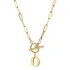 Europa y Estados Unidos cadena de clip de hebilla Ot transfronteriza collar con colgante de 26 letras inglesas cadena de clavícula femenina de acero inoxidable oro de 18K