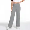 Calças de Yoga Reta Transfronteiriças para Mulheres, Novas Calças de Perna Larga Outono e Inverno, Calças de Yoga Casuais Largas com Bolsos, Calças Longas Emagrecedoras de Cintura Alta