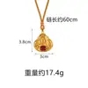 Loja de Ouro Pingente de Buda Maitreya Mesmo Estilo para Mulheres, Ouro de Areia Vietnamita Incrustado com Cabeça de Buda de Ágata Imitação Colar, Joia Versátil e Duradoura