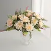 Suministro Transfronterizo de Aliexpress Ramo de Flores Artificiales Dalia de Coral de 7 Pétalos Decoración para Sala de Estar del Hogar Flor de Seda Artificial