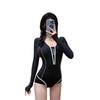 Traje de baño directo de fábrica para mujer, traje de baño de una pieza ajustado con protección solar, manga larga, cremallera, para surf y buceo.