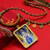 Estatuilla de Buda Guanyin Thangka Dorada de Colores Pintada a Mano Caja Gawu de Cinco Direcciones Estilo Tibetano Semimanual Colgante de Collar