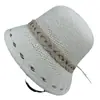 Nuevo Estilo Primavera/Verano 2024 Sombrero de Pescador Calado con Correa de Cadena, Ala Ancha Ajustable, Elegante Sombrero de Cubo con Ala Grande para el Sol