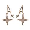 Aretes Brillantes Estrellados con Diamantes, Exquisitos Aretes Largos de Borla con Cruz, Nicho Sencillo, Versátiles y de Alta Gama