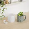 DIY Patrón Redondo de Yeso Cortado Mango de Vela Taza Molde de Resina Maceta Adorno de Almacenamiento Silicona