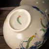 Tigela Cônica de Cerâmica Vintage Estilo Pintura a Tinta, Louça com Cor Sob Esmalte, Tigela Alta de Arroz Doméstica de Nicho de Alta Qualidade
