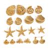 Jingqiao Aretes de acero inoxidable con forma de estrella de mar dorados estilo europeo y americano aretes de alta gama para Instagram aretes de acero de titanio aretes transfronterizos