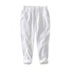 8237 Pantalones de verano finos de algodón y lino, transpirables, cómodos, hasta los tobillos, pantalones casuales de lino de color liso, sencillos, de una pieza para hombre.