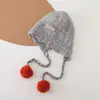 Sombreros de Lana Tejidos de Estilo Coreano Ins con Letras para Niños y Niñas, Gorros de Invierno Cálidos para Bebés, Tendencia