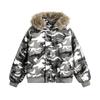 Marca de moda masculina gola de pele sintética com capuz camuflagem casaco acolchoado de algodão inverno esportes ao ar livre casaco jeans acolchoado de algodão