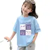 Camiseta de verano para niña, estilo nuevo, linda y moderna, manga corta, 100% algodón puro, versión coreana, holgada, con dibujos animados, top para bebé