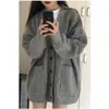 Suéter de Estilo Perezoso Retro Japonés Abrigo de Mujer Otoño e Invierno Nuevo Diseño Estilo Universitario Abrigo Cardigan de Punto