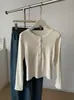 Design com múltiplos botões~ Camiseta feminina vintage de manga comprida com gola Henley! Camisa básica de algodão elástica justa simples para outono
