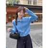 Cárdigan Minimalista Vintage Coreano Estilo Perezoso con Botones Redondos Pequeños, Nuevo Top de Punto Ajustado para Primavera y Otoño