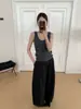 Colete de tricô listrado de lã e seda para mulheres, gola U, modelador, adequado para o trajeto diário, top base para o outono