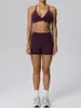 Conjunto de yoga con sensación nude, sujetador deportivo cepillado de doble cara, shorts de melocotón para glúteos, conjunto de fitness de dos piezas 52736+62428