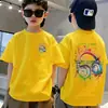 100% Algodão Puro Roupas Infantis Camiseta de Menino Manga Curta Verão Crianças Tamanho Médio e Grande Tops Infantis para Meninos Manga Meia-Estação Moda Verão Estilo Tendência