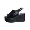 Sandalias romanas de tacón alto con cuña y suela gruesa con hebilla hueca y plataforma de pez para mujer, novedad de verano de 2025.