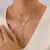 Venta Caliente Transfronteriza Temperamento Nicho Amor Cadena para Clavícula con Colgante Electrochapado de Acero de Titanio con Borla Dulce de Diamante