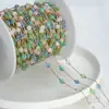 Fuerte Retención de Color Relleno de Oro de 14K Cuentas de Piedra Ojo de Gato Coloridas Cadena Hecha a Mano Joyería Hecha a Mano Cadena Suelta para Collar Accesorios