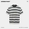 Camiseta Zoewatson de Verão Listrada de Manga Curta Tamanho Grande 2026 Nova Tendência Masculina Gola Redonda Solta Meia-Manga
