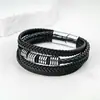 Pulseira de Couro Multicamadas com Contas de Novo Estilo Transfronteiriça para Homens, Pulseira Personalizada Hip-Hop Punk para Mulheres, Acessórios de Luxo Leve e de Alta Qualidade