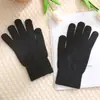 Guantes de punto a prueba de frío para invierno, guantes de lana de color liso simples, guantes con dedos para pantalla táctil a prueba de viento para montar al aire libre, venta al por mayor