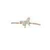 Pulseira ajustável estilo ins coreano com pingente de borboleta em zircônia, moderna e versátil para o uso diário, joia de luxo leve e com toque de alta qualidade