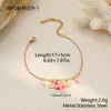 Pulseira de Aço Inoxidável Rosa com Concha Estilo Oceano Transfronteiriça Europeia e Americana para Mulheres, Joia de Design de Nicho Estilo Feriado Atacado