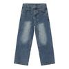Ropa Mtl para Hombre Nueva Ropa Coreana Estilo Nicho Diseño Segmentado por Líneas Jeans de Pierna Recta