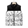 Colete masculino outono e inverno costurado sem mangas colete acolchoado de algodão solto all-match feminino estampado colete masculino com gola vertical