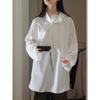 Lufu Otoño Nuevo Diseño Japonés de Moda Cuello Irregular de Capullo de Flor Camisa Perfil Suelto Top Casual para Mujer