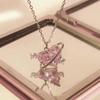 Dulce collar de planeta de amor para niña, cadena de clavícula de amor rosa de lujo ligero para mujer, regalo de cumpleaños, Día de San Valentín